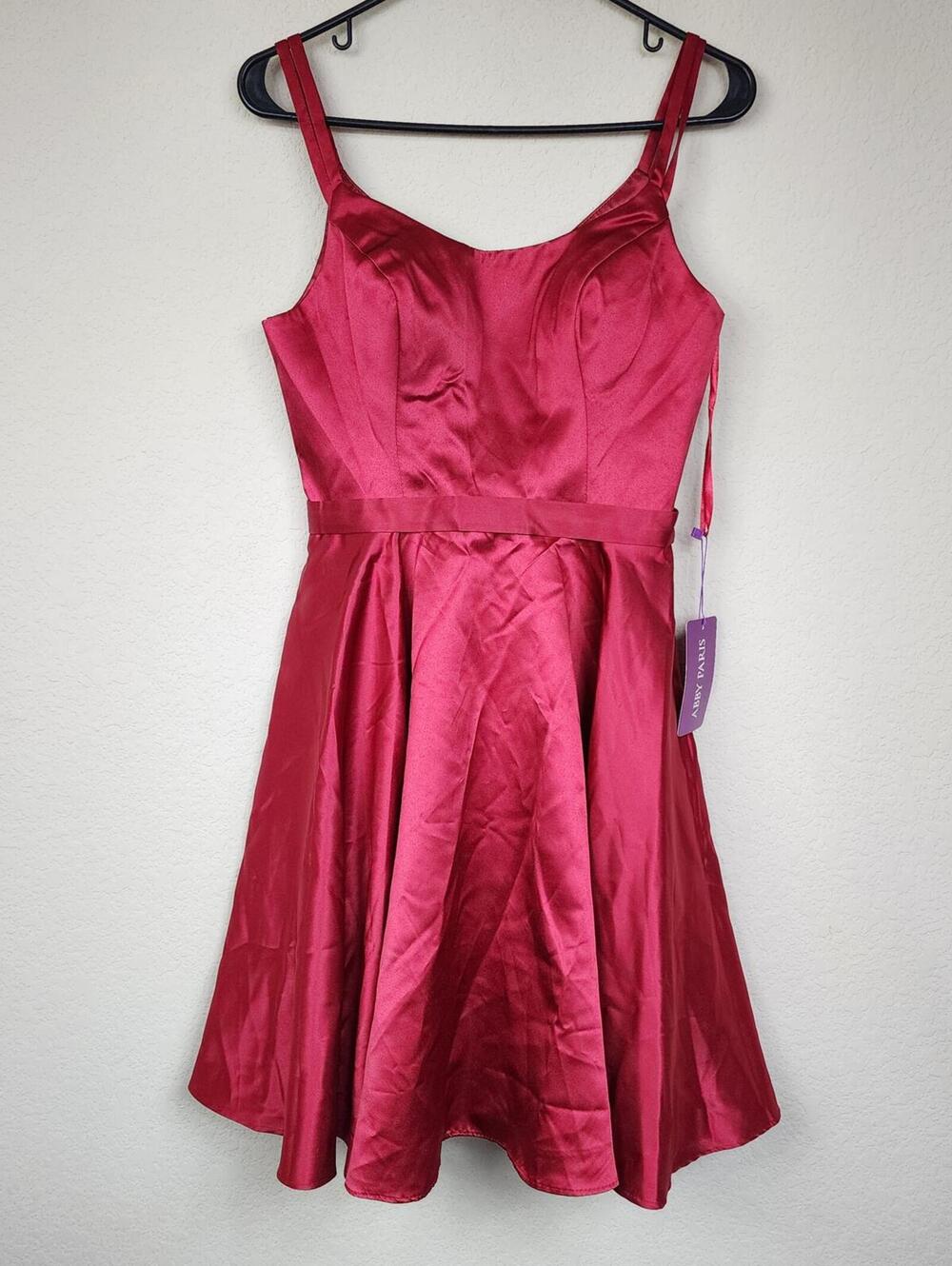 NWT Abby Paris Red Satin Mini Formal Dress